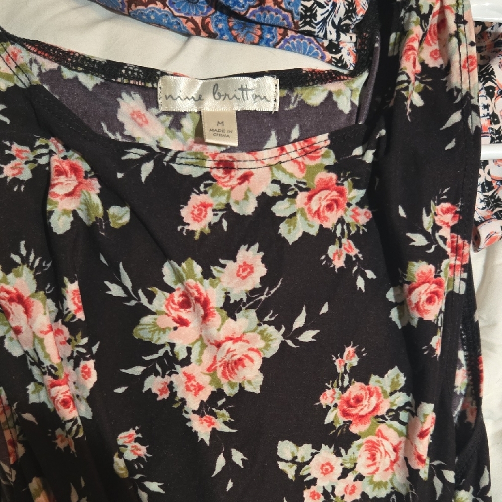 Nine Britton Floral Black Midi Dress